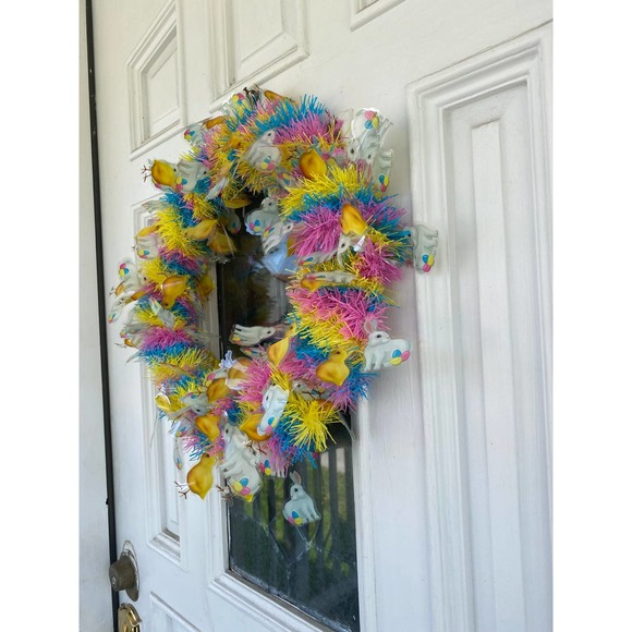 DIY Spring Wreath Base Bunnies Tinsel Garland Wreath Frame Wreath Form xxx - Picture 2 of 8